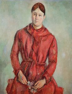 Retrato de Madame Cézanne em um vestido vermelho, c.1890